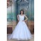 Amazing One-Shoulder Satin Netting A-Line Beaded Wedding Dresses 2031108