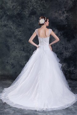 Amazing Satin Organza A-Line Straps Embellished Wedding Dresses 2031110