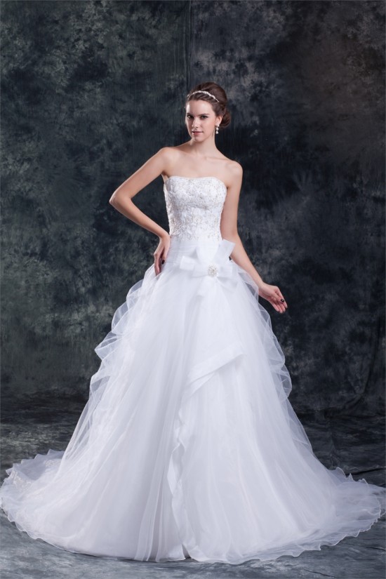 Amazing Satin Organza A-Line Straps Embellished Wedding Dresses 2031110 Amazing Satin Organza A-Line Straps Embellished Wedding Dresses 2031110