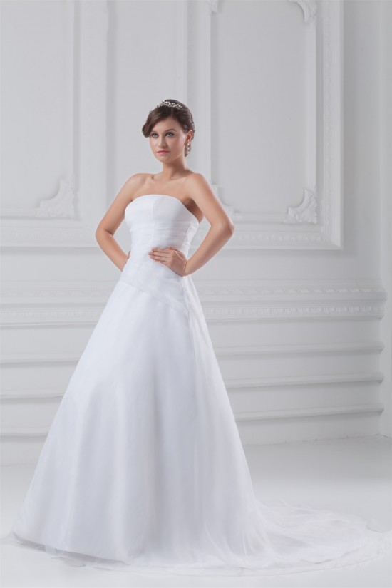 Amazing Sleeveless A-Line Strapless Satin Organza Wedding Dresses 2031111 Amazing Sleeveless A-Line Strapless Satin Organza Wedding Dresses 2031111