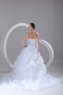 Amazing Satin Organza Sweetheart Sleeveless A-Line Beaded Wedding Dresses 2031112