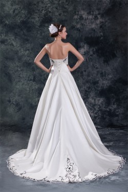 Amazing Sleeveless A-Line Satin Sweetheart Wedding Dresses with Color 2031113