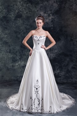 Amazing Sleeveless A-Line Satin Sweetheart Wedding Dresses with Color 2031113