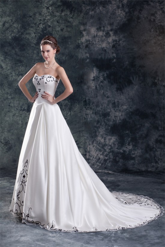Amazing Sleeveless A-Line Satin Sweetheart Wedding Dresses with Color 2031113 Amazing Sleeveless A-Line Satin Sweetheart Wedding Dresses with Color 2031113