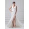 Amazing Sleeveless Sheath/Column Satin Lace V-Neck Wedding Dresses 2031116