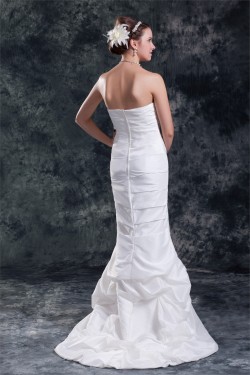 Amazing Taffeta Strapless Mermaid/Trumpet Sleeveless Wedding Dresses 2031118