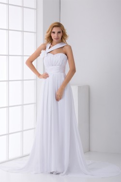 Asymmetrical Sleeveless Chiffon Satin A-Line New Arrival Wedding Dresses 2031120