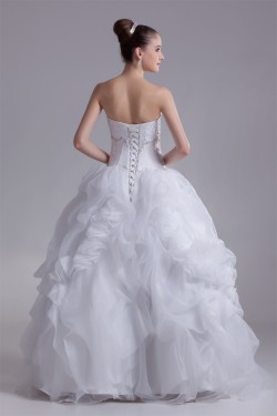 Ball Gown Sleeveless Satin Organza Sweetheart Beaded Wedding Dresses 2031124