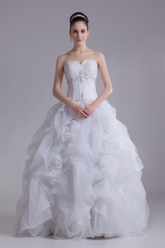 Ball Gown Sleeveless Satin Organza Sweetheart Beaded Wedding Dresses 2031124 Ball Gown Sleeveless Satin Organza Sweetheart Beaded Wedding Dresses 2031124