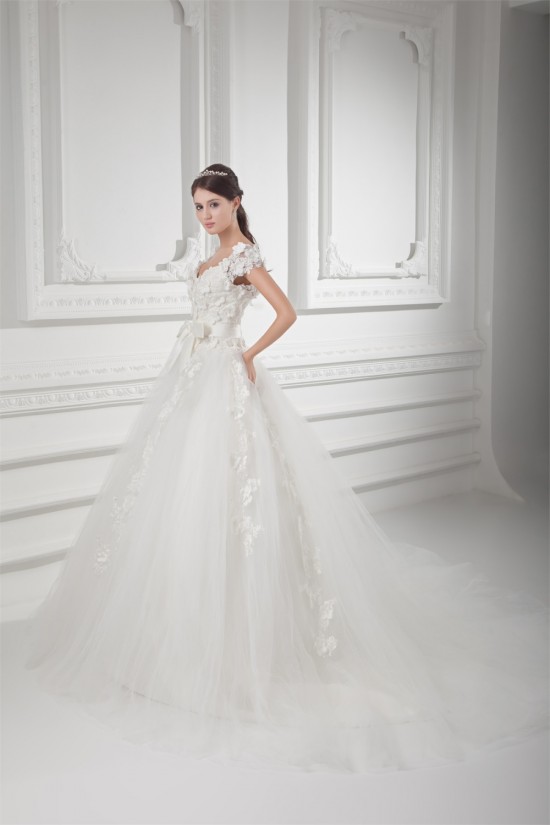 Ball Gown V-Neck Satin Fine Netting Embellished Wedding Dresses 2031127 Ball Gown V-Neck Satin Fine Netting Embellished Wedding Dresses 2031127