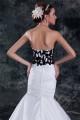 Beautiful A-Line Strapless Sleeveless Taffeta Lace Black White Wedding Dresses 2031128