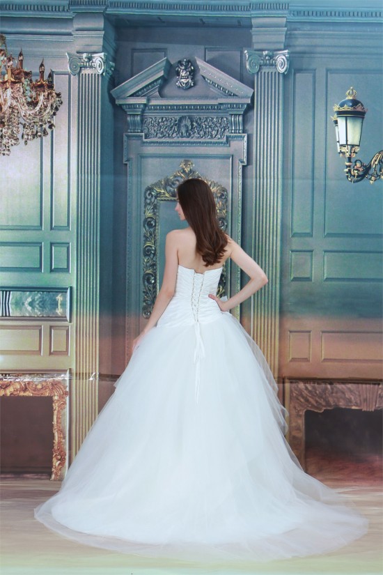Beautiful Ball Gown Soft Sweetheart Satin Fine Netting Wedding Dresses 2031129