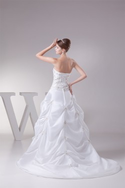 Ball Gown Princess Sleeveless Taffeta Beaded Wedding Dresses 2030113