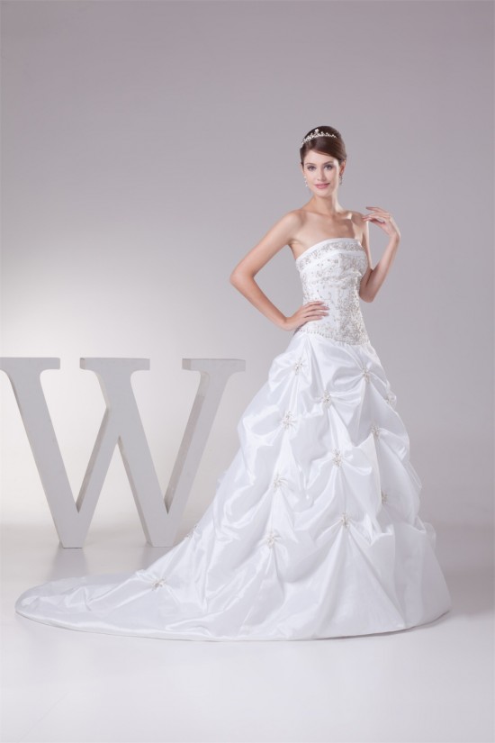 Ball Gown Princess Sleeveless Taffeta Beaded Wedding Dresses 2030113