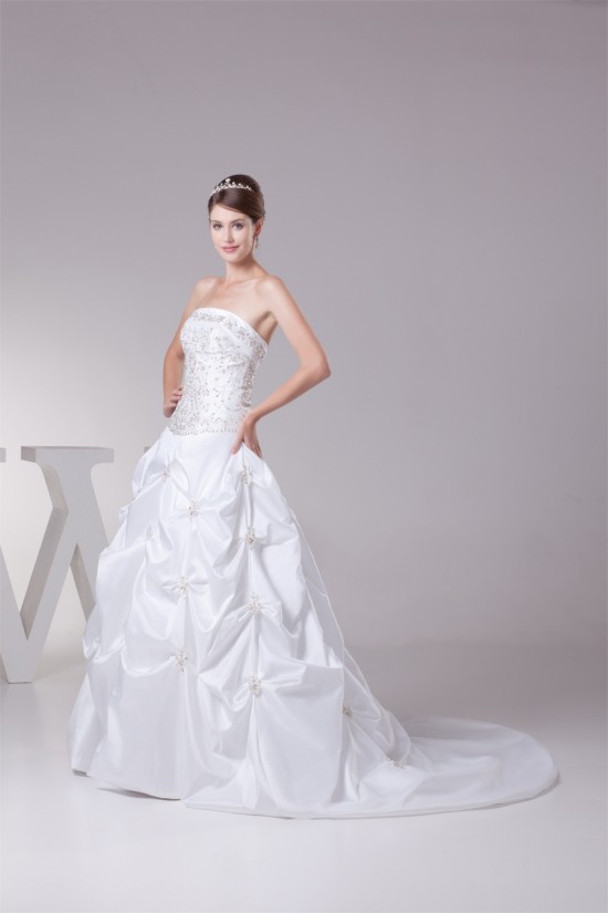 Ball Gown Princess Sleeveless Taffeta Beaded Wedding Dresses 2030113