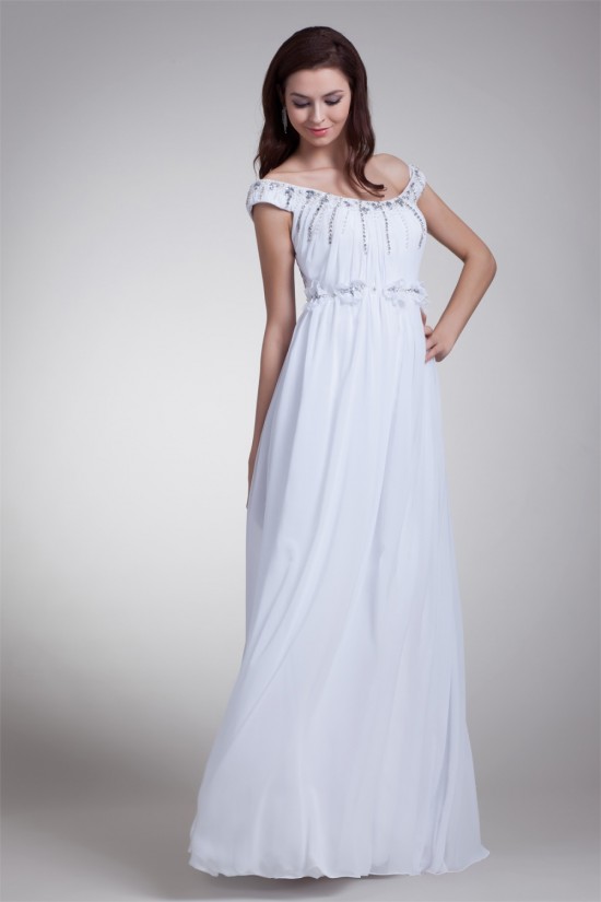 Beautiful Sheath/Column Off-the-Shoulder Chiffon Satin Beaded Wedding Dresses 2031132 Beautiful Sheath/Column Off-the-Shoulder Chiffon Satin Beaded Wedding Dresses 2031132