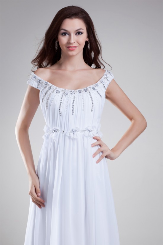 Beautiful Sheath/Column Off-the-Shoulder Chiffon Satin Beaded Wedding Dresses 2031132 Beautiful Sheath/Column Off-the-Shoulder Chiffon Satin Beaded Wedding Dresses 2031132