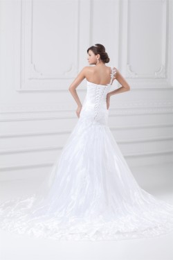 Beautiful Sleeveless A-Line One-Shoulder Wedding Dresses 2031133
