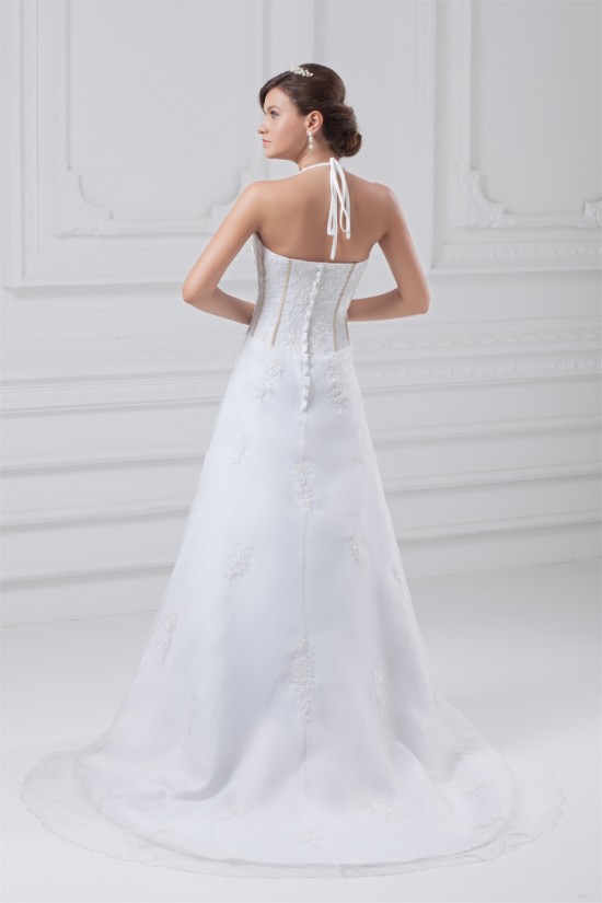 Beautiful Sleeveless Satin Organza A-Line Halter Wedding Dresses 2031135 Beautiful Sleeveless Satin Organza A-Line Halter Wedding Dresses 2031135