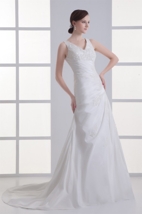 Beautiful Sleeveless V-Neck Taffeta Sheath/Column Lace Wedding Dresses 2031136 Beautiful Sleeveless V-Neck Taffeta Sheath/Column Lace Wedding Dresses 2031136