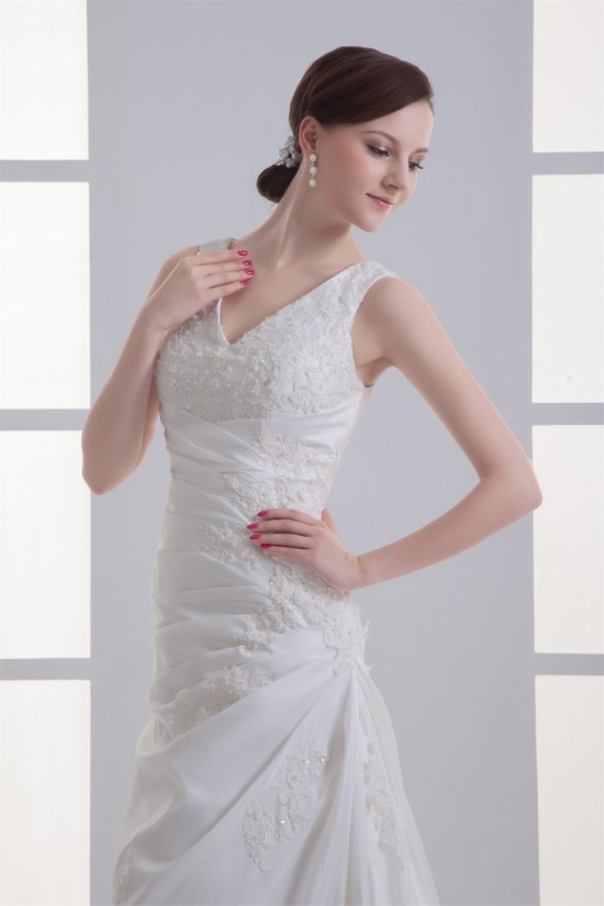 Beautiful Sleeveless V-Neck Taffeta Sheath/Column Lace Wedding Dresses 2031136 Beautiful Sleeveless V-Neck Taffeta Sheath/Column Lace Wedding Dresses 2031136