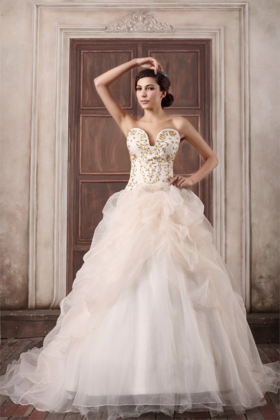 Beautiful Sweetheart Ball Gown Satin Organza Sleeveless Wedding Dresses 2031137 Beautiful Sweetheart Ball Gown Satin Organza Sleeveless Wedding Dresses 2031137