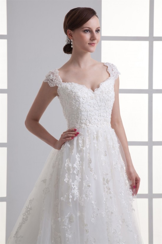 Bowl A-Line Capped Sleeves Satin Fine Netting Lace Wedding Dresses 2031138 Bowl A-Line Capped Sleeves Satin Fine Netting Lace Wedding Dresses 2031138