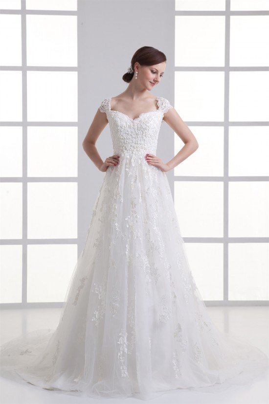 Bowl A-Line Capped Sleeves Satin Fine Netting Lace Wedding Dresses 2031138 Bowl A-Line Capped Sleeves Satin Fine Netting Lace Wedding Dresses 2031138