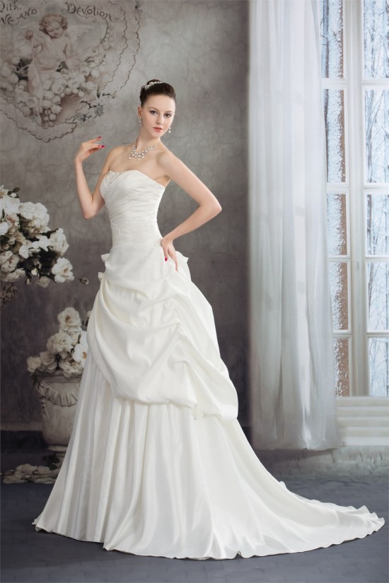 A-Line Strapless Court Train Beaded Lace Wedding Dresses 2030114 A-Line Strapless Court Train Beaded Lace Wedding Dresses 2030114