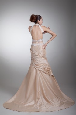 Breathtaking Sleeveless High Neck Taffeta A-Line Wedding Dresses with Color 2031142