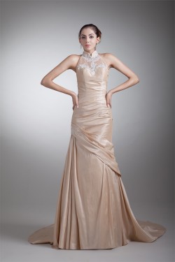 Breathtaking Sleeveless High Neck Taffeta A-Line Wedding Dresses with Color 2031142