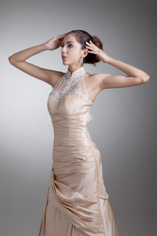 Breathtaking Sleeveless High Neck Taffeta A-Line Wedding Dresses with Color 2031142