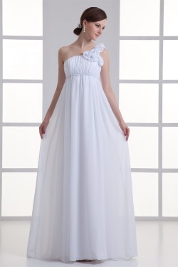 Brush Sweep Train Chiffon One-Shoulder Wedding Dresses Maternity Wedding Dresses 2031144