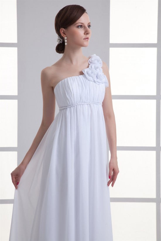 Brush Sweep Train Chiffon One-Shoulder Wedding Dresses Maternity Wedding Dresses 2031144