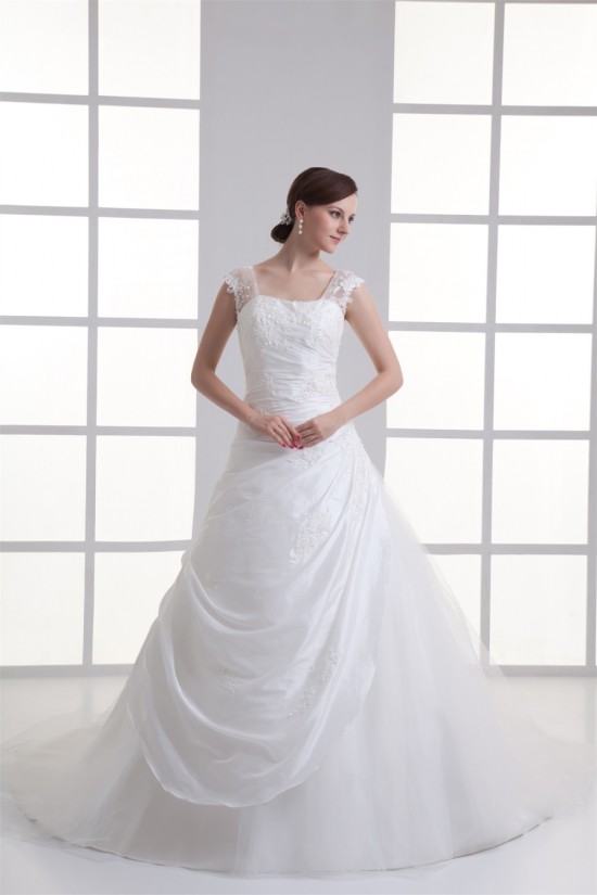 Capped Sleeves Taffeta Fine Netting Ball Gown Wedding Dresses 2031145 Capped Sleeves Taffeta Fine Netting Ball Gown Wedding Dresses 2031145