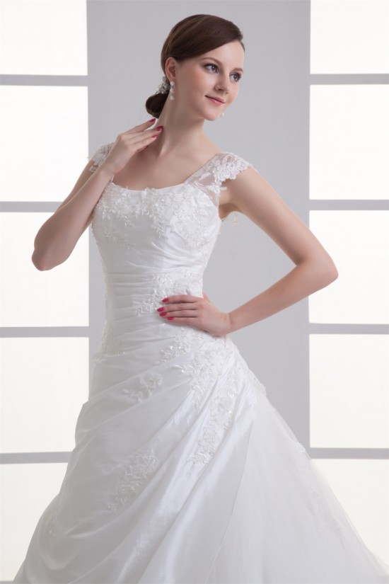 Capped Sleeves Taffeta Fine Netting Ball Gown Wedding Dresses 2031145 Capped Sleeves Taffeta Fine Netting Ball Gown Wedding Dresses 2031145