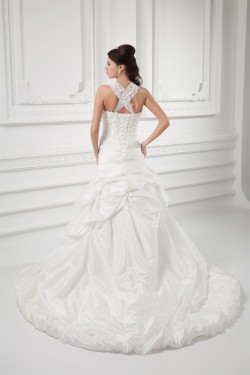 Charming Straps Taffeta Sleeveless A-Line Embellished Wedding Dresses 2031148