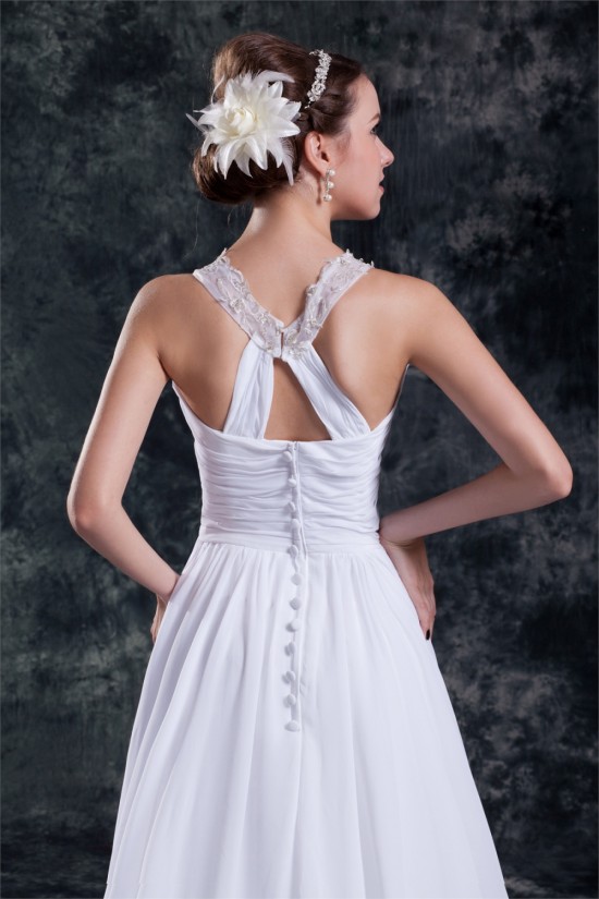 Chiffon Satin A-Line Sleeveless Scoop Sweep Train Wedding Dresses 2031149 Chiffon Satin A-Line Sleeveless Scoop Sweep Train Wedding Dresses 2031149