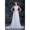 Chiffon Satin A-Line Sleeveless Scoop Sweep Train Wedding Dresses 2031149