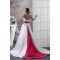 A-Line Strapless Beaded Chapel Train White Red Wedding Dresses 2030115