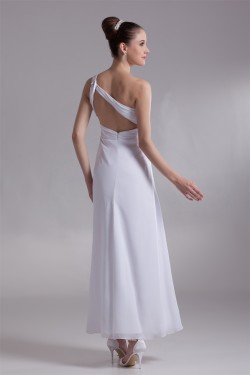 Chiffon Satin One-Shoulder Sheath/Column Reception Wedding Dresses 2031151