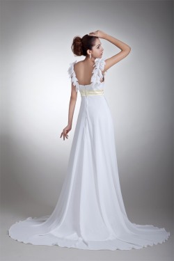 Chiffon Satin Sleeveless Straps A-Line New Arrival Wedding Dresses 2031154