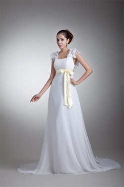 Chiffon Satin Sleeveless Straps A-Line New Arrival Wedding Dresses 2031154