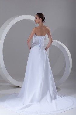 Chiffon Satin Strapless Sleeveless A-Line New Arrival Wedding Dresses 2031156