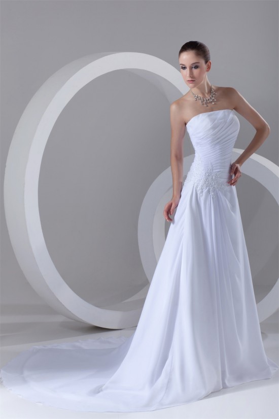 Chiffon Satin Strapless Sleeveless A-Line New Arrival Wedding Dresses 2031156 Chiffon Satin Strapless Sleeveless A-Line New Arrival Wedding Dresses 2031156