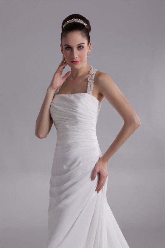 Chiffon Satin Straps Sheath/Column Sleeveless Beautiful Wedding Dresses 2031158 Chiffon Satin Straps Sheath/Column Sleeveless Beautiful Wedding Dresses 2031158