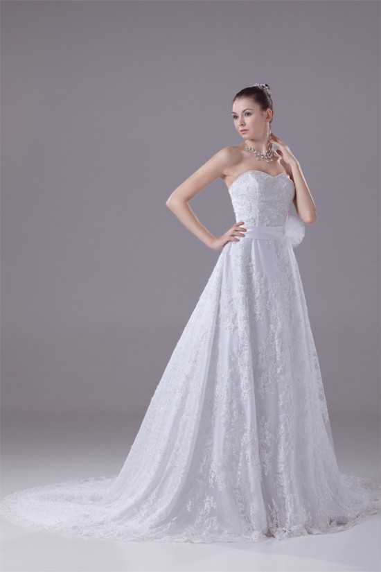 A-Line Sweetheart Beaded Lace Court Train Wedding Dresses 2030116 A-Line Sweetheart Beaded Lace Court Train Wedding Dresses 2030116