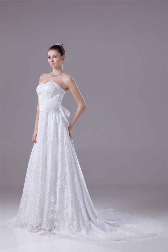 A-Line Sweetheart Beaded Lace Court Train Wedding Dresses 2030116 A-Line Sweetheart Beaded Lace Court Train Wedding Dresses 2030116