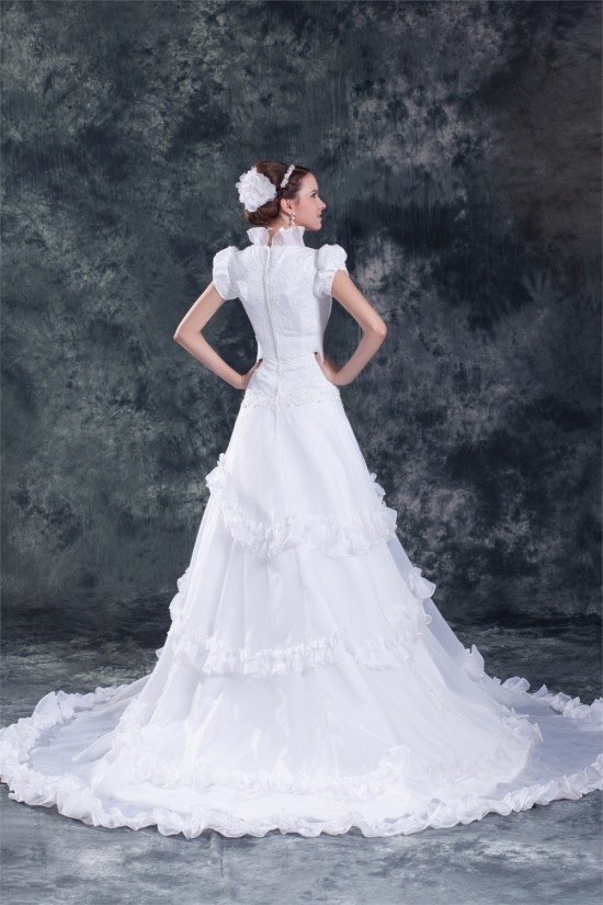 A-Line Square Short Sleeve Satin Organza Best Wedding Dresses 2031160 A-Line Square Short Sleeve Satin Organza Best Wedding Dresses 2031160