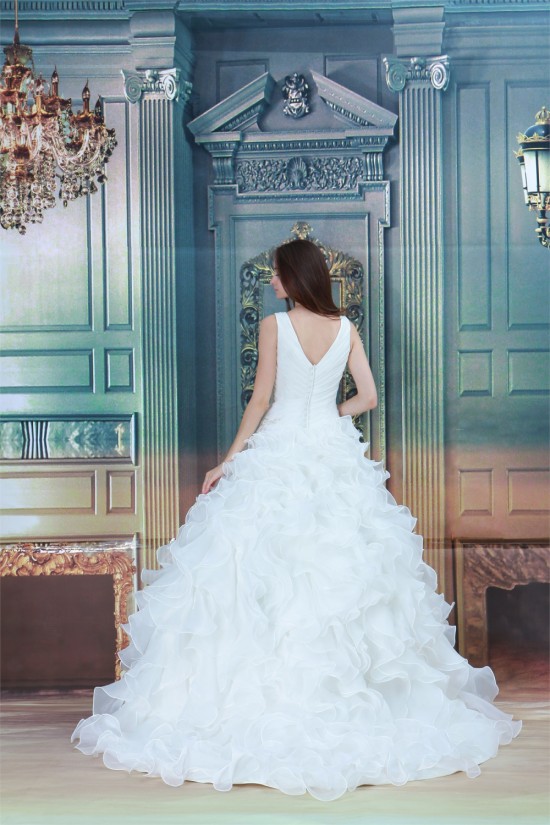Ball Gown Sleeveless V-Neck Satin Organza Wedding Dresses 2031161 Ball Gown Sleeveless V-Neck Satin Organza Wedding Dresses 2031161